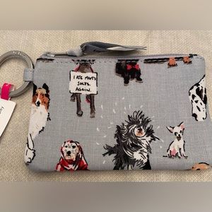 Vera Bradley Zip ID Case with Key Ring In Dog Show Pattern New With Tag